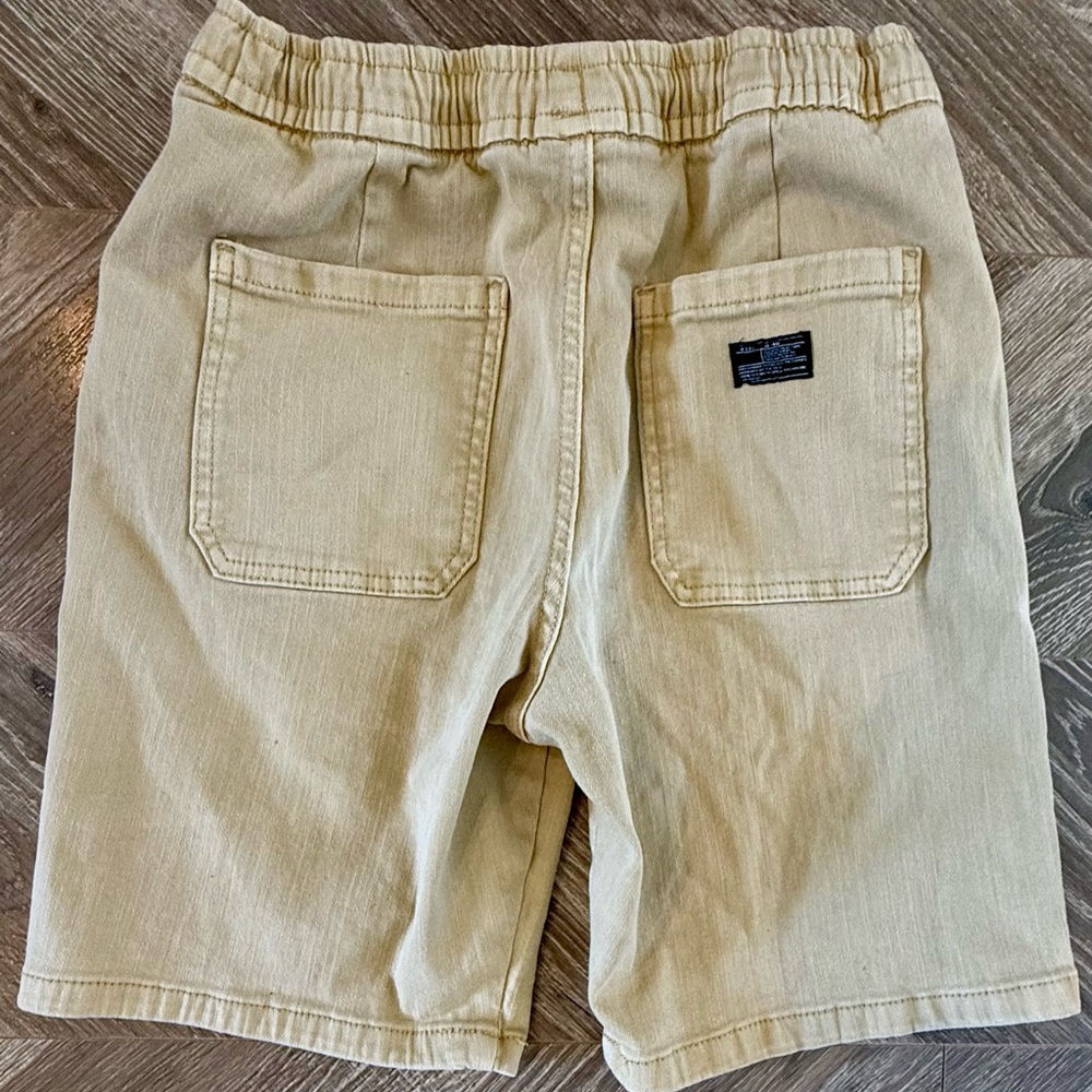 Zara Boys 11-12 Beige Denim Flat Front Elastic-Waist Shorts